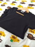 Prążkowany t-shirt RP mamaginekolog czarny m krótki rękaw Roger top