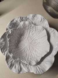 Porcelanowe unikaty białe miski listki kapusty