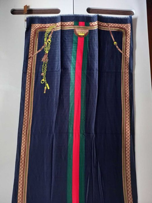 Gucci палантин 180х86 см шарф кашемир шелк двусторонний