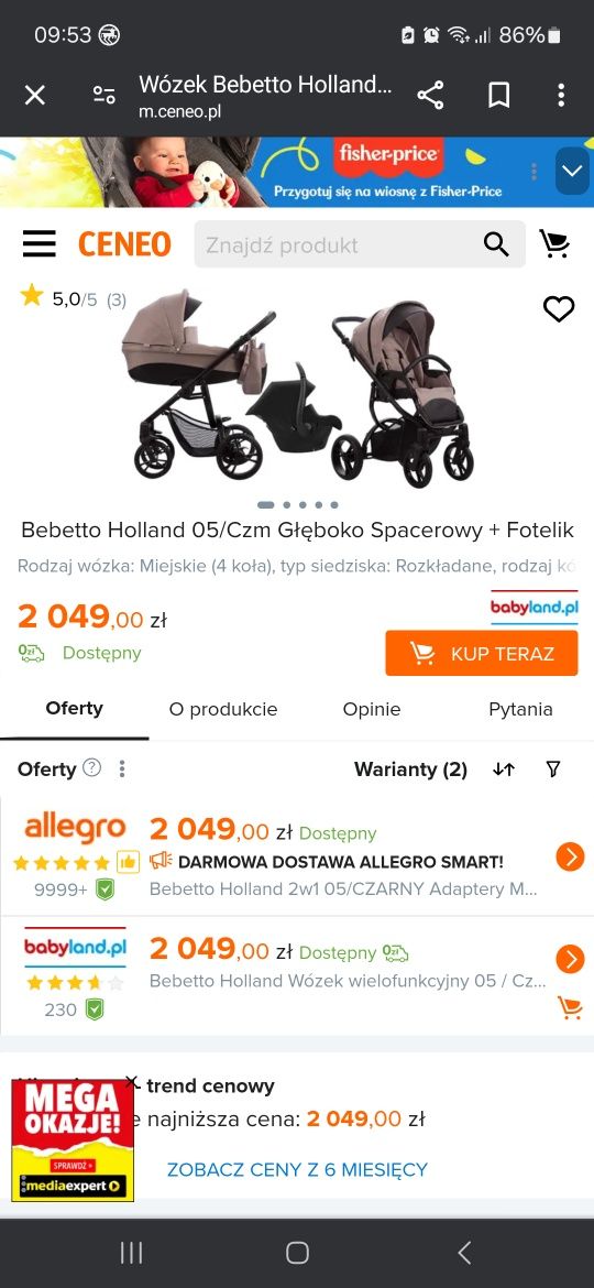 Śliczny wózek Bebetto Holland 2w1 na gwarancji.
