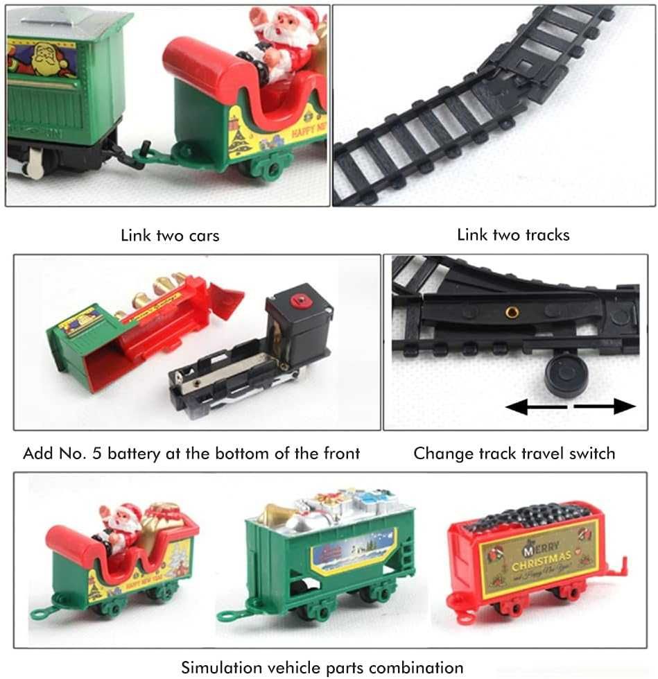 Elektryczny pociąg bożonarodzeniowy, zabawka pociąg elektryczny