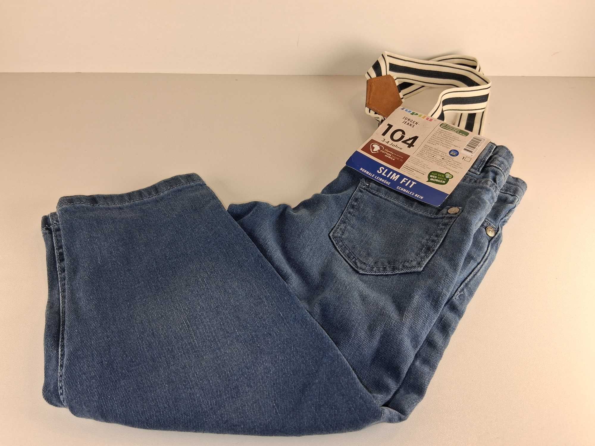 A096 Spodnie Jeansowe Slim Fit Lupilu z Szelkami Rozmiar 104 -3-4 Lata