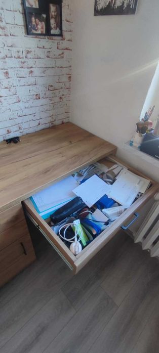 Biurko drewniane - duże, solidne, cichy domyk!