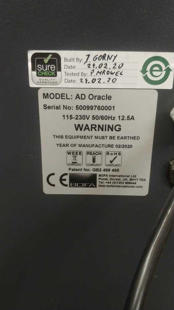 BOFA AD ORACLE, Filtr do lasera CO2, System filtracji