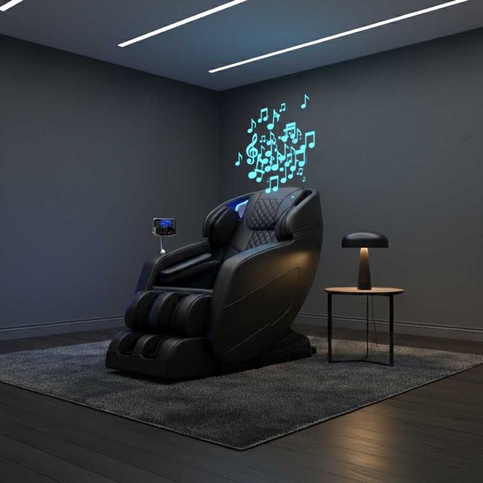 Fotel masujący rozkładany do salonu RELAX LED głośniki 3 kolory