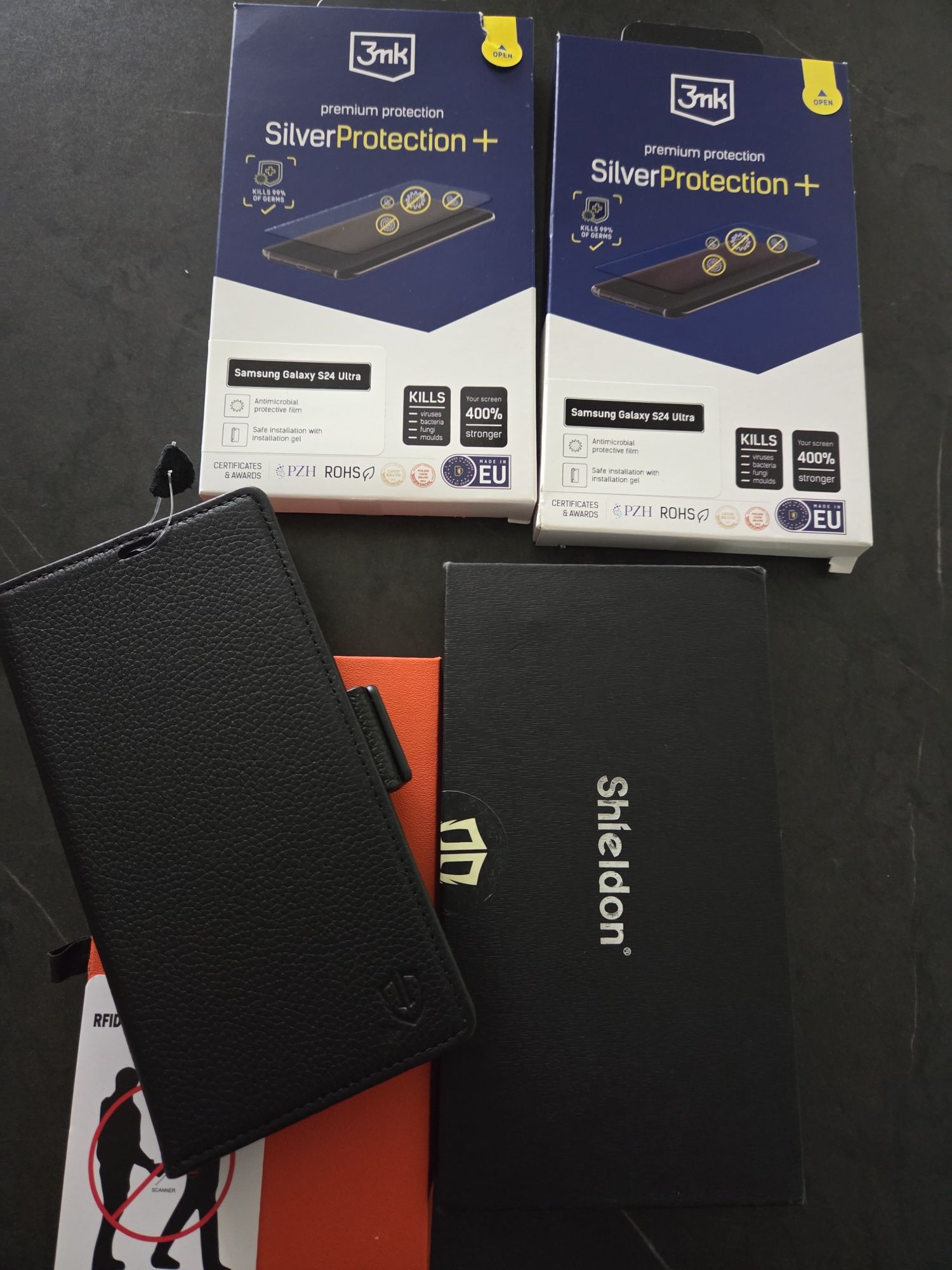 Etui skórzane Samsung Galaxy S 24ultra +dwie folie na ekran