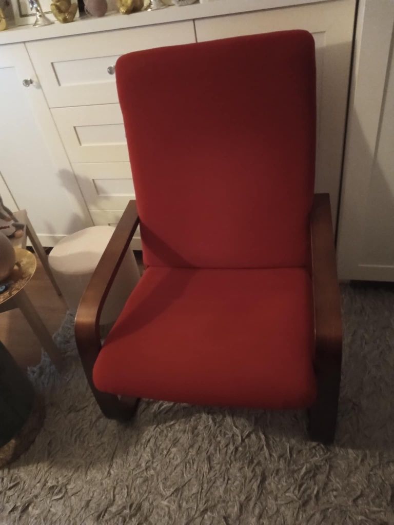 Fotel Bodzio na płozach bordowy burgundowy stan bdb
