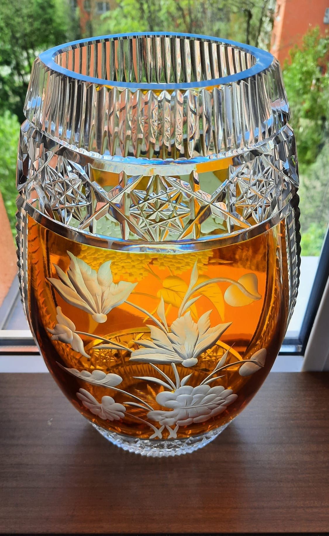 Wielki, wazon kryształowy PRL.