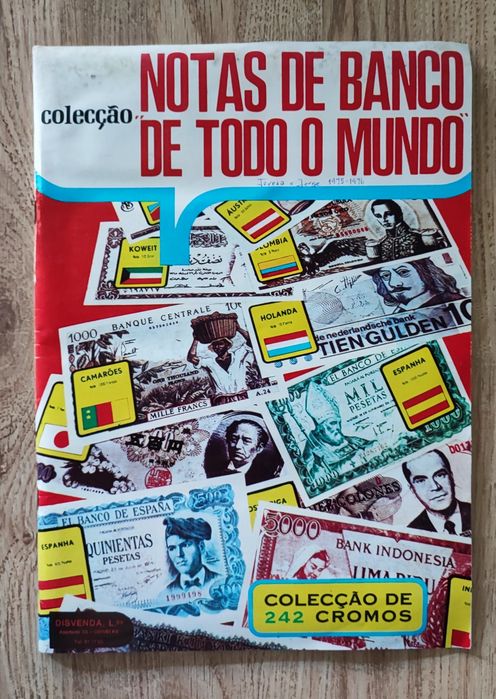 Cadernetas notas e moedas do mundo