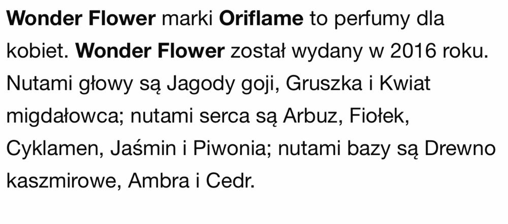 Perfumy Wonder Flower Unikat Oriflame