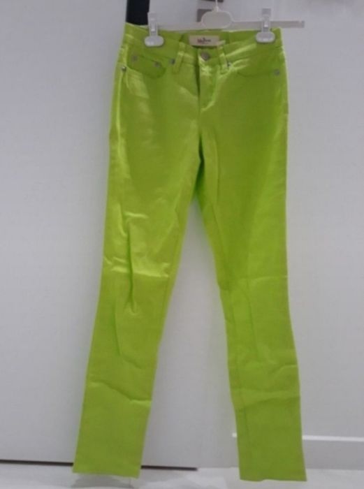 Spodnie damskie jeansy jeansowe dżins dżinsowe zielone neon neonowe S