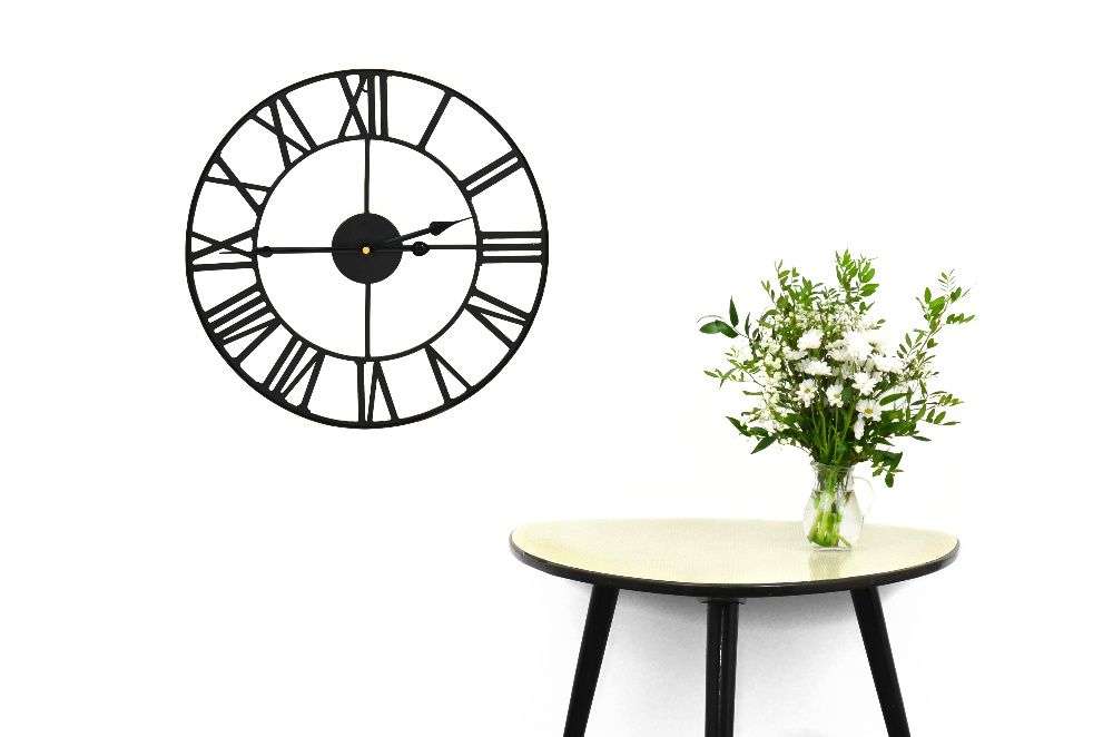 Zegar ścienny metalowy 40 cm szeroka obręcz loft vintage industrial