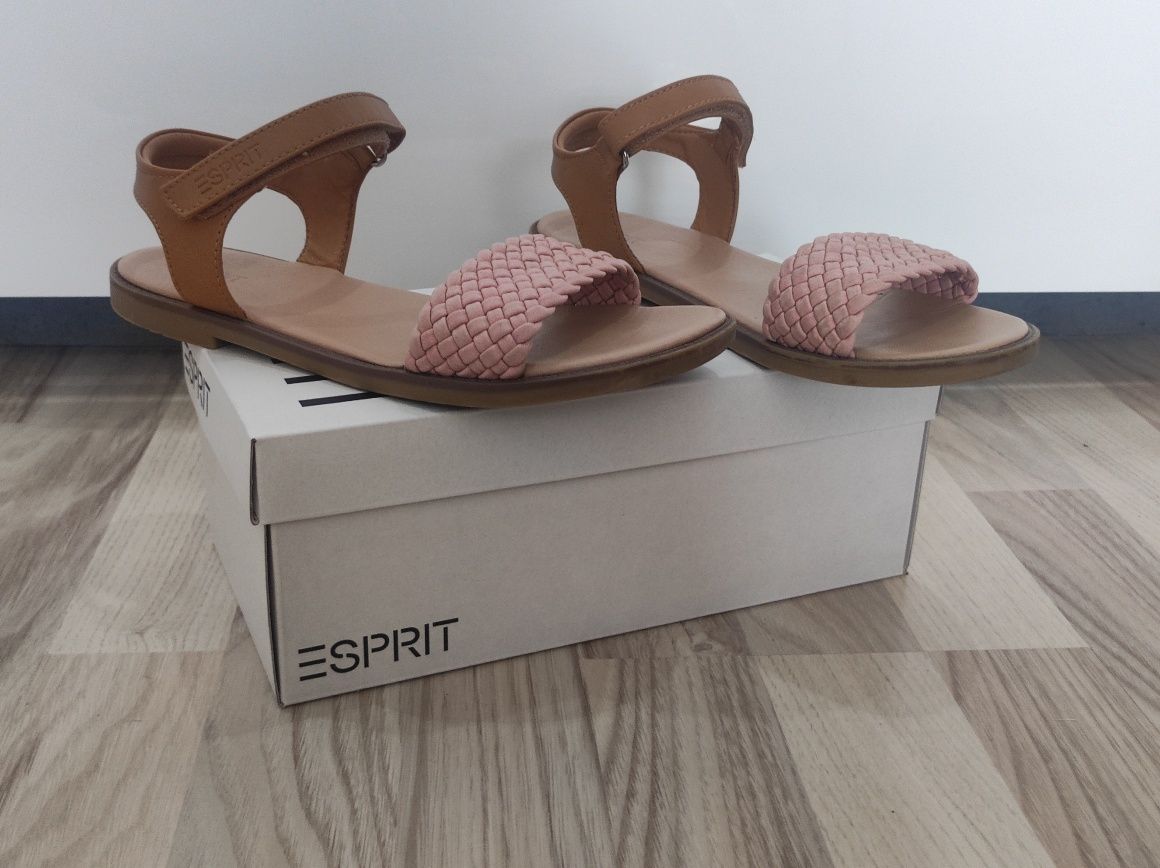 Klapki młodzieżowe Esprit skóra pudrowy róż