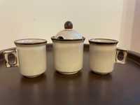 Filiżanki ceramiczne cukiernica zestaw nowy kubeczki do kawy