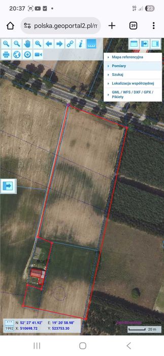 Grunt rolny przy trasie Gostynin-Kowal 1.74 ha