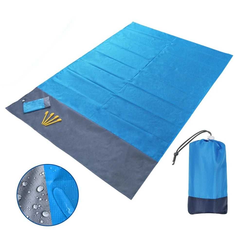 Пляжный коврик подстилка Travel Friendly 200х140 см + 4 колышка Blue