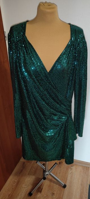 NOWA Piękna sukienka damska Zielona w cekiny szyta na miarę.