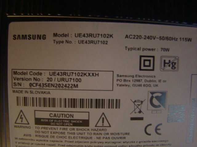 Samsung UE43RU7102K płyta główna
