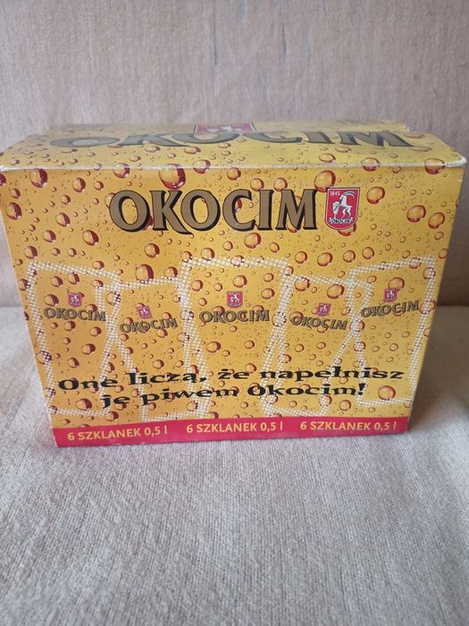 Kufle , szklanki 0,5L Okocim całe pudełko 6 sztuk 1998 rok NOWE WARTO!