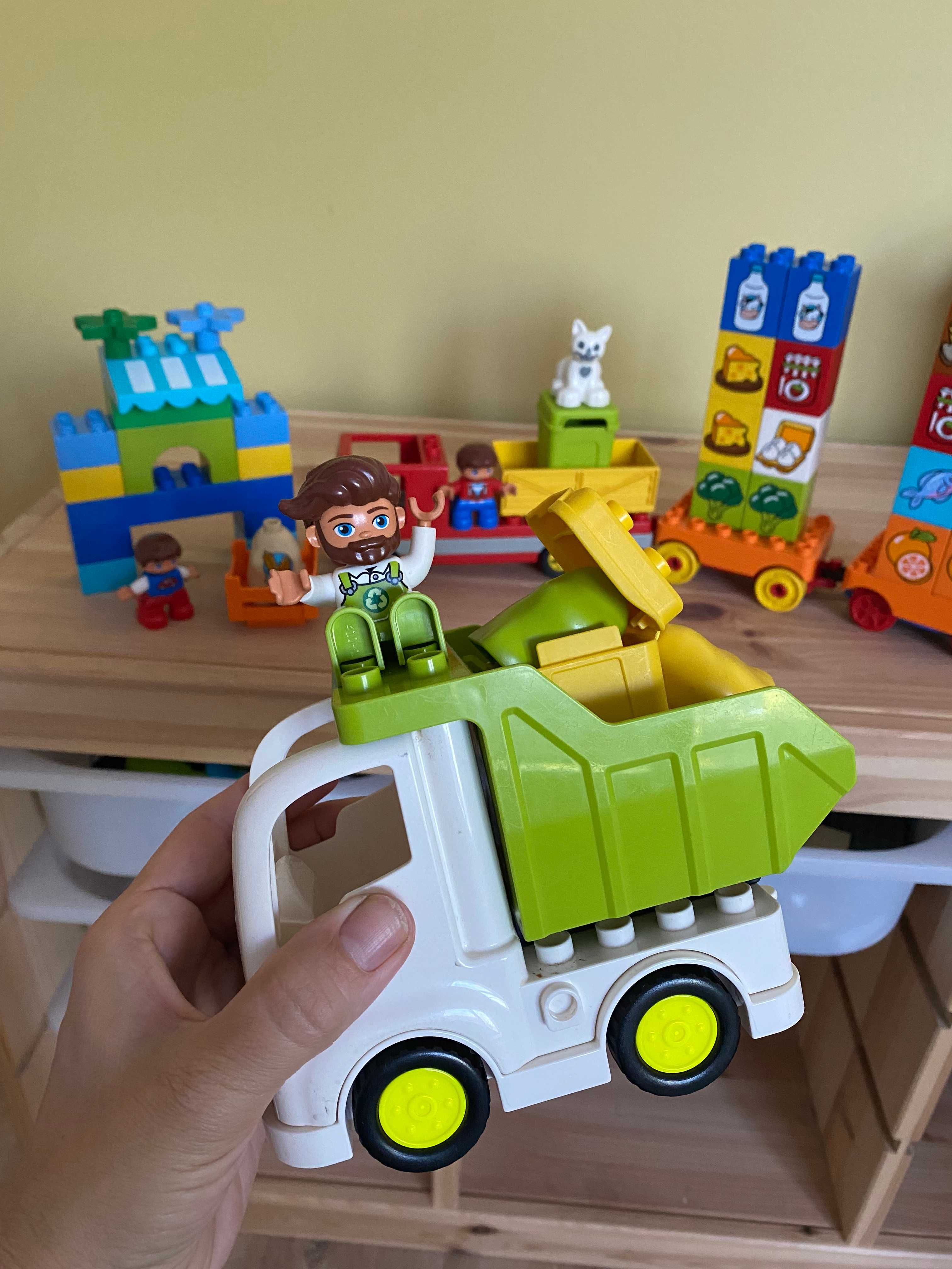 Lego duplo smieciarka i ciężarówka z towarami