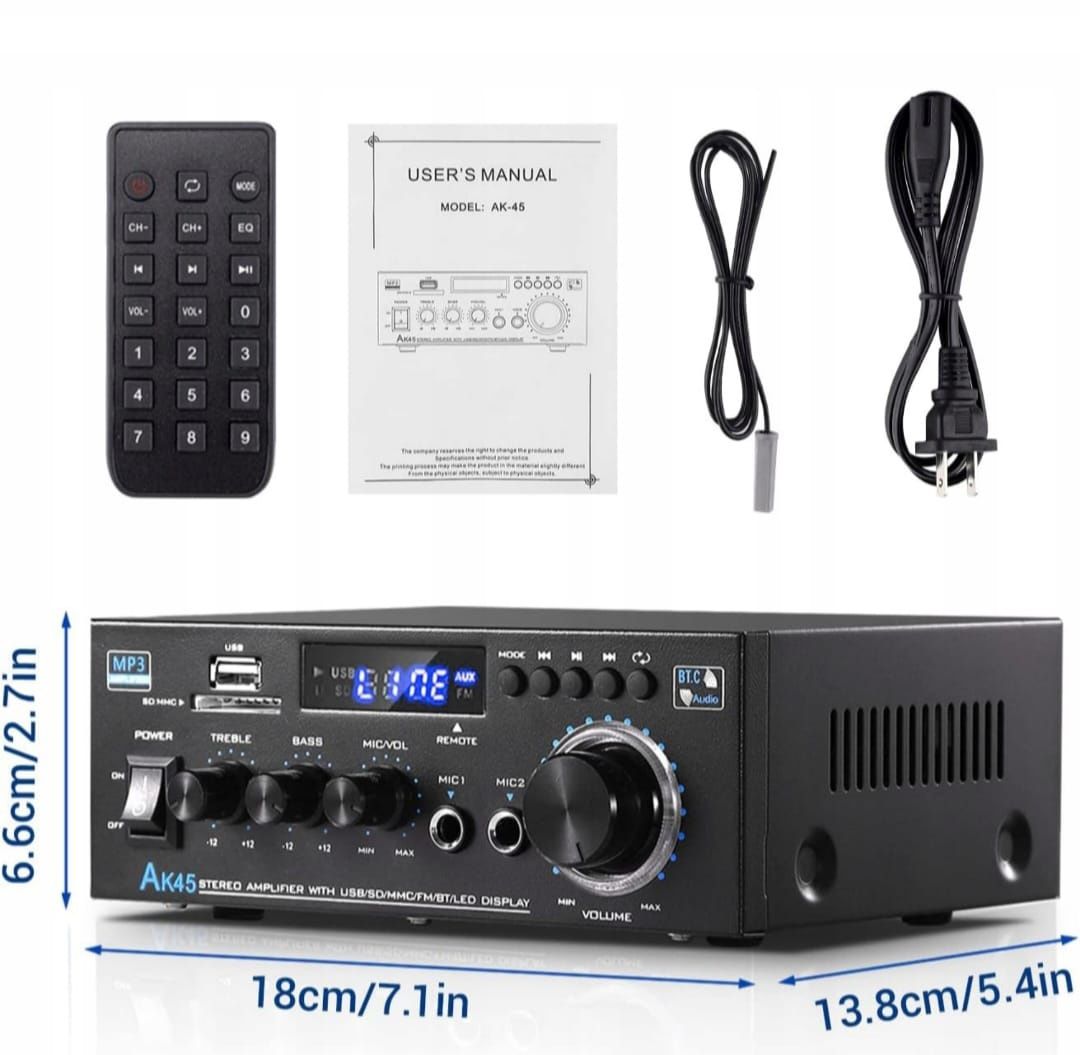Amplituner wzmacniacz stereo Bluetooth radio AK45 40W