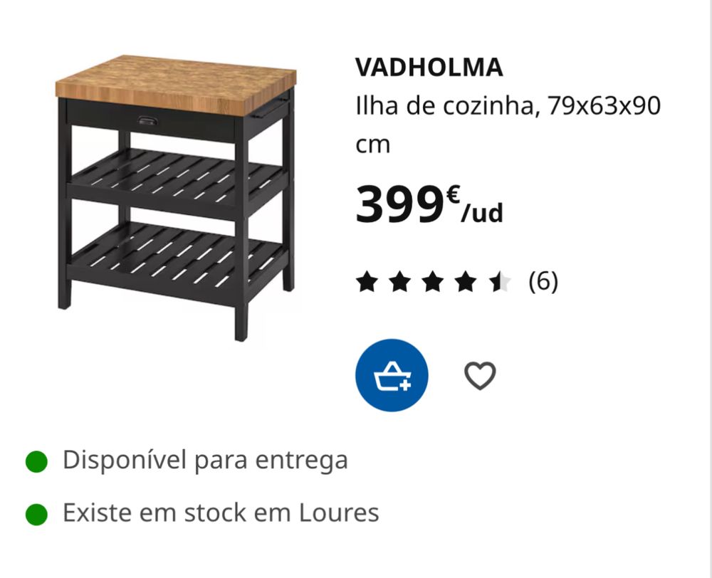 Vendo Ilha Ikea madeira nova