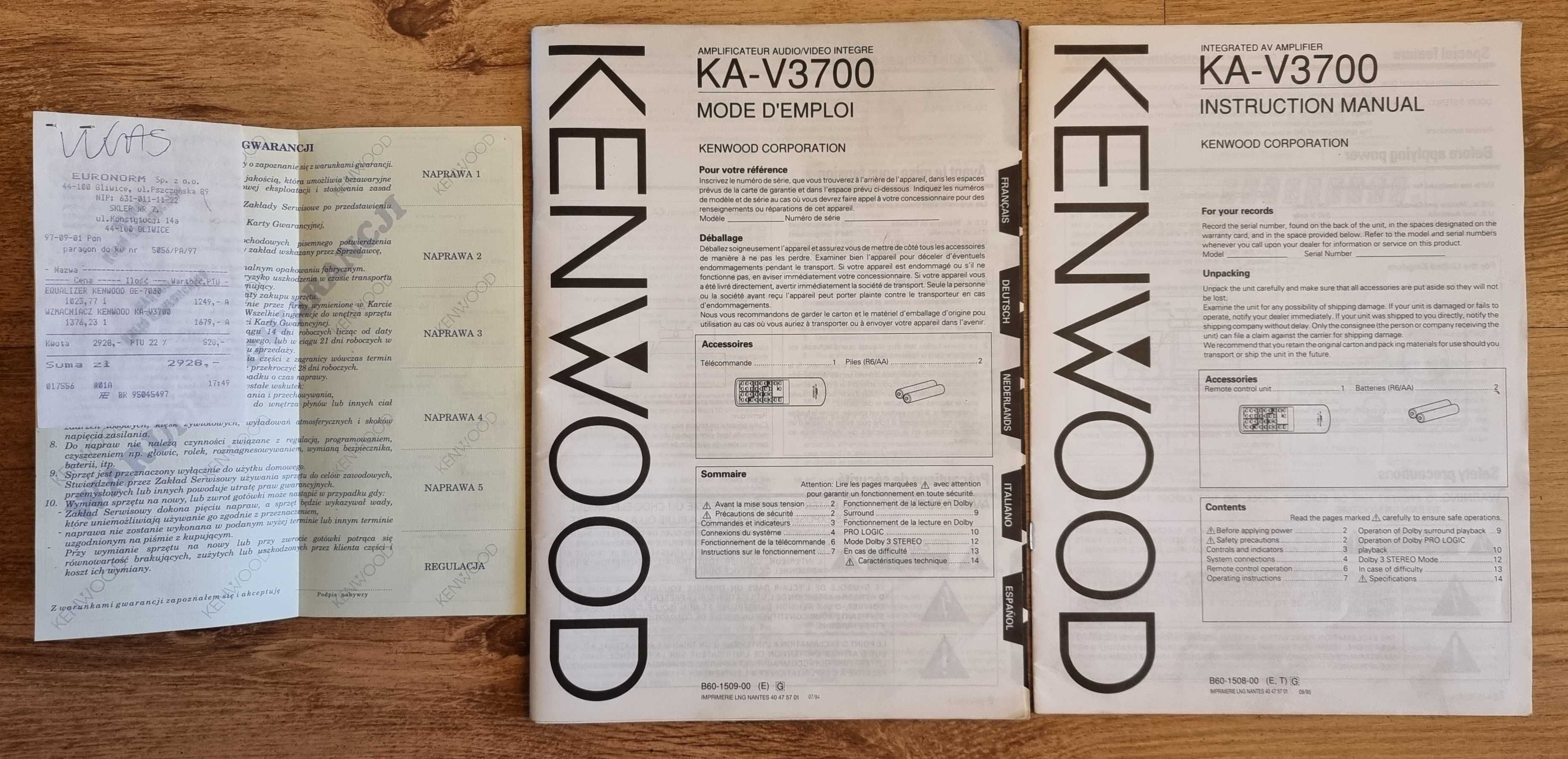 Wzmacniacz Kenwood KA-V3700 (USZKODZONY).