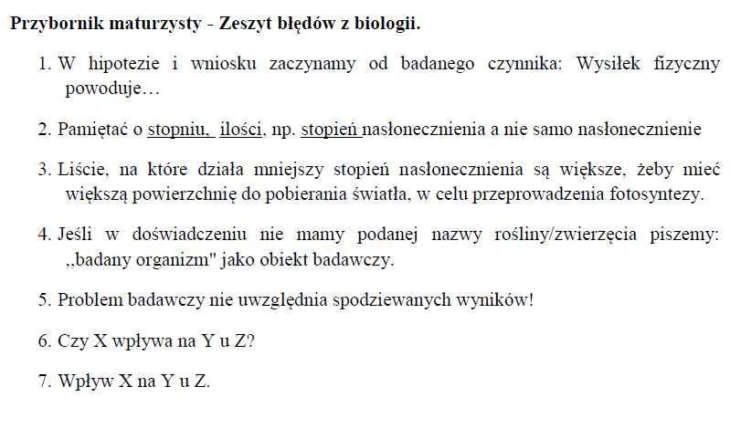 Zeszyt błędów z biologii - notatki z korepetycji z egzaminatorem