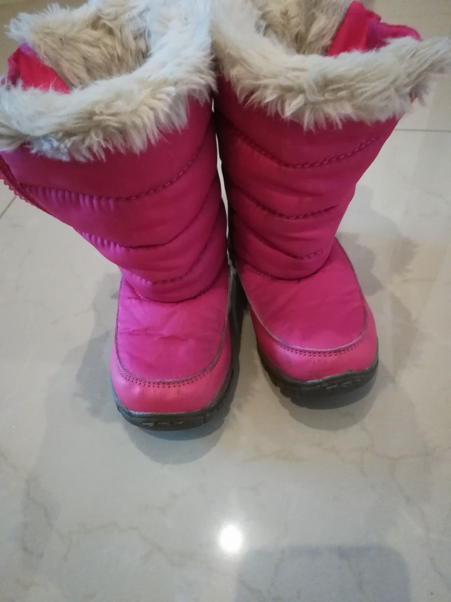 Kozaki next, śniegowce różowe, wkladka 15 cm, buty zimowe