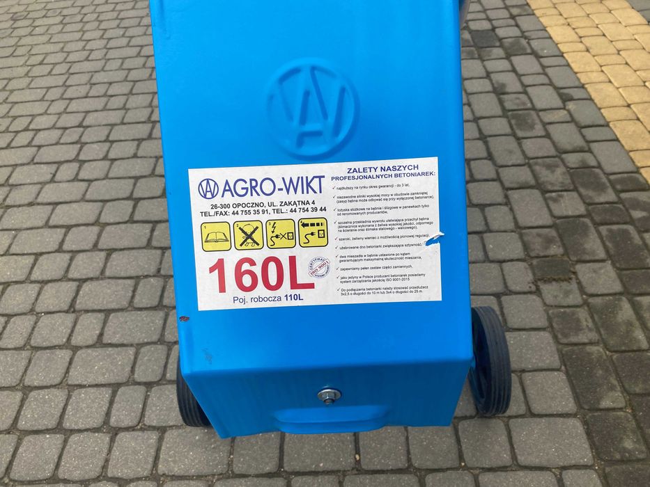 Nowa Betoniarka wolnospadowa AGRO-WIKT BWJ 160 Gwarancja 230V