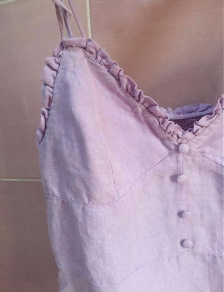 Лляна бузкова сукня zara