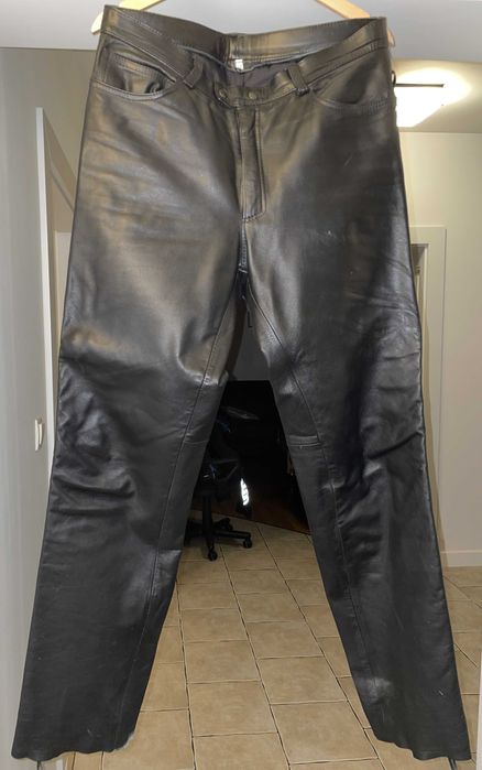 Spodnie motocyklowe skórzane męskie rozmiar 52