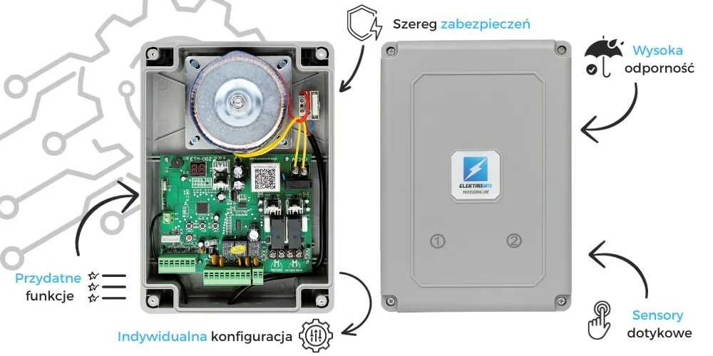 Napęd do bramy dwuskrzydłowej Elektrobim ETM-02 3.5m 350kg