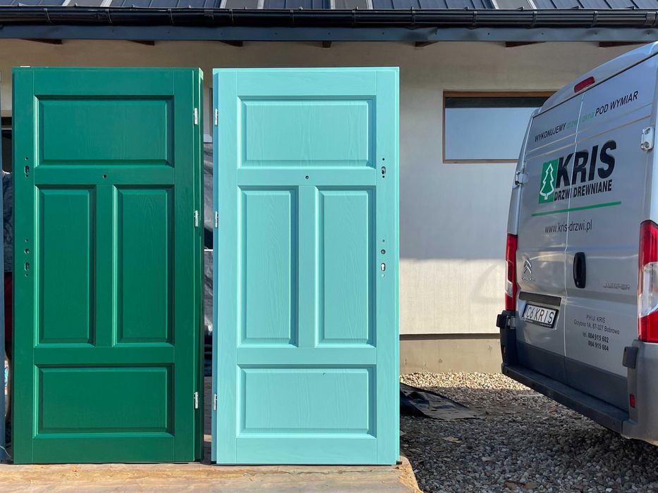 Drzwi drewniane zewnętrzne wewnątrzklatkowe Na wymiar Cała Polska