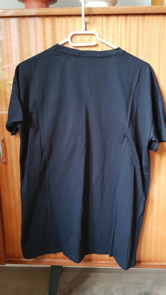 T-shirt koszulka frędzle Pull&Bear czarna