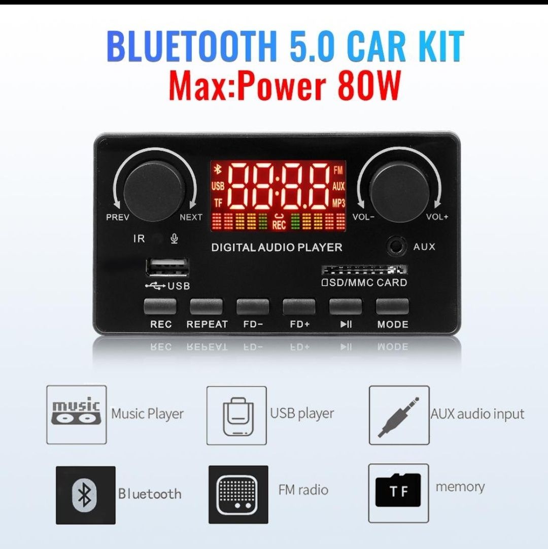 Bluetooth 5,0 mp3 декодер, 2*40W усилитель, fm-радио, usb, AUX,пульт