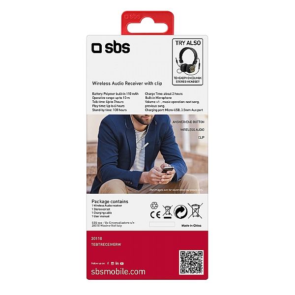 Adapter Bluetooth SBS TEBTRECEIVERW bezprzewodowy odbiornik z zestawem