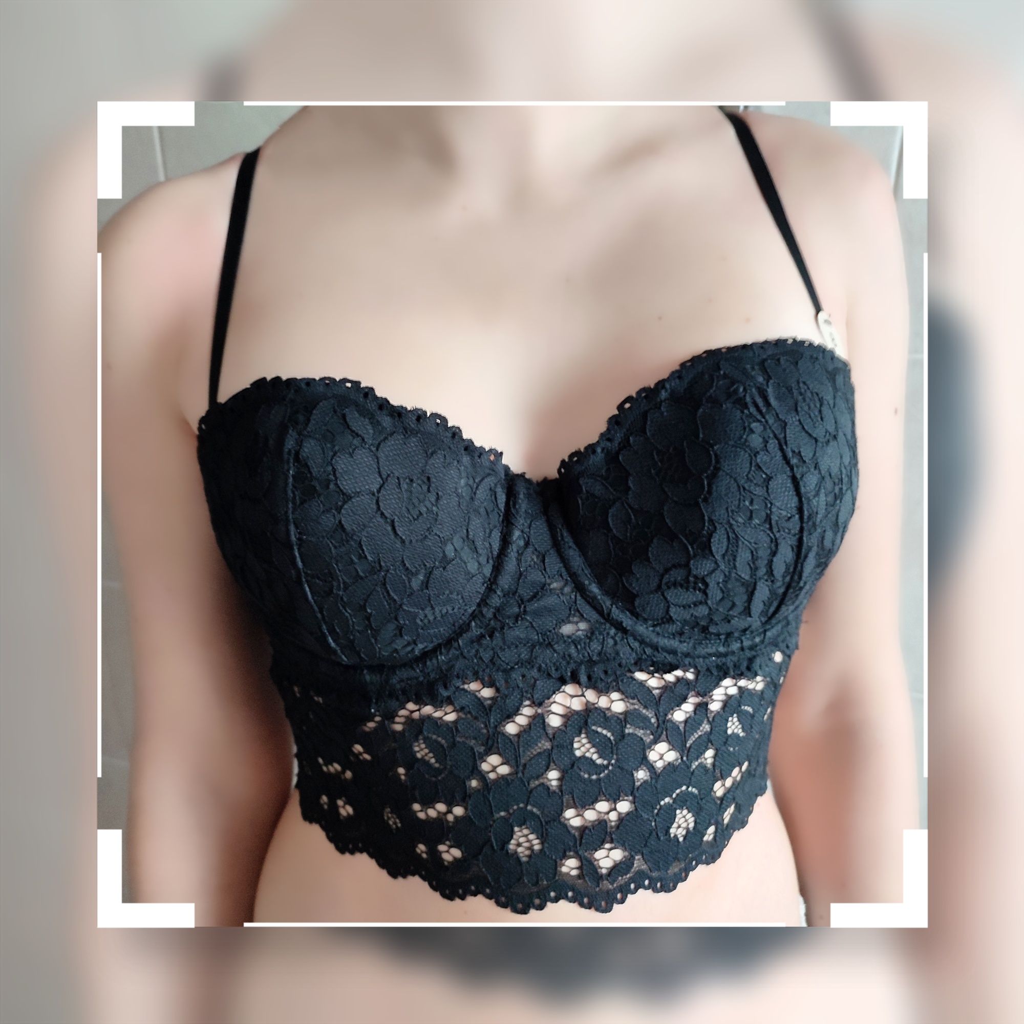 H&M biustonosz balkonetka 80B koronka coquette gothic lolita
