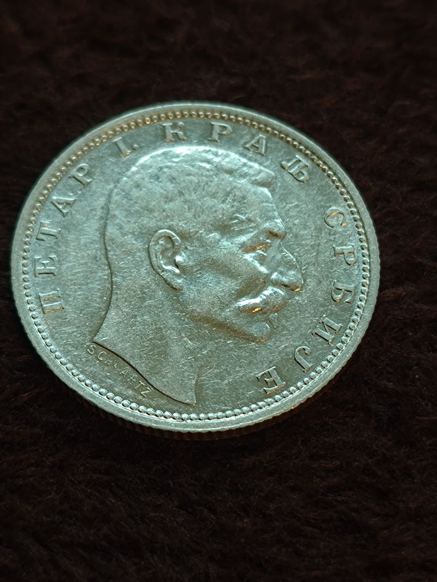 Serbia 1 dinar 1912 srebro Piotr