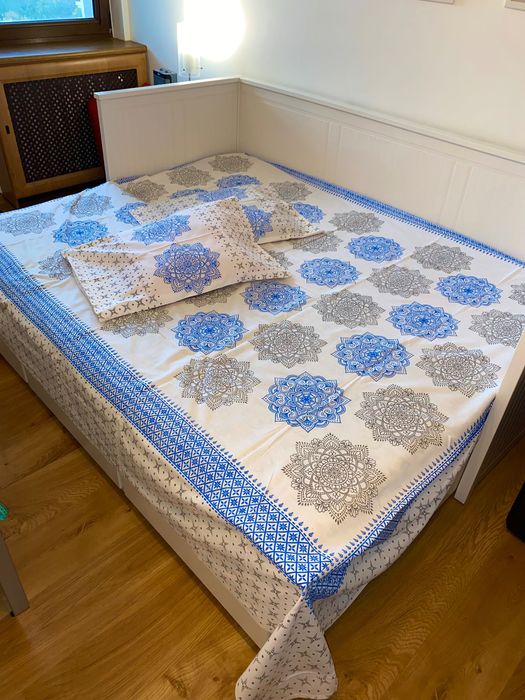 Komplet pościeli Mandala bawełny, ręcznie block printed z Bangladeszu