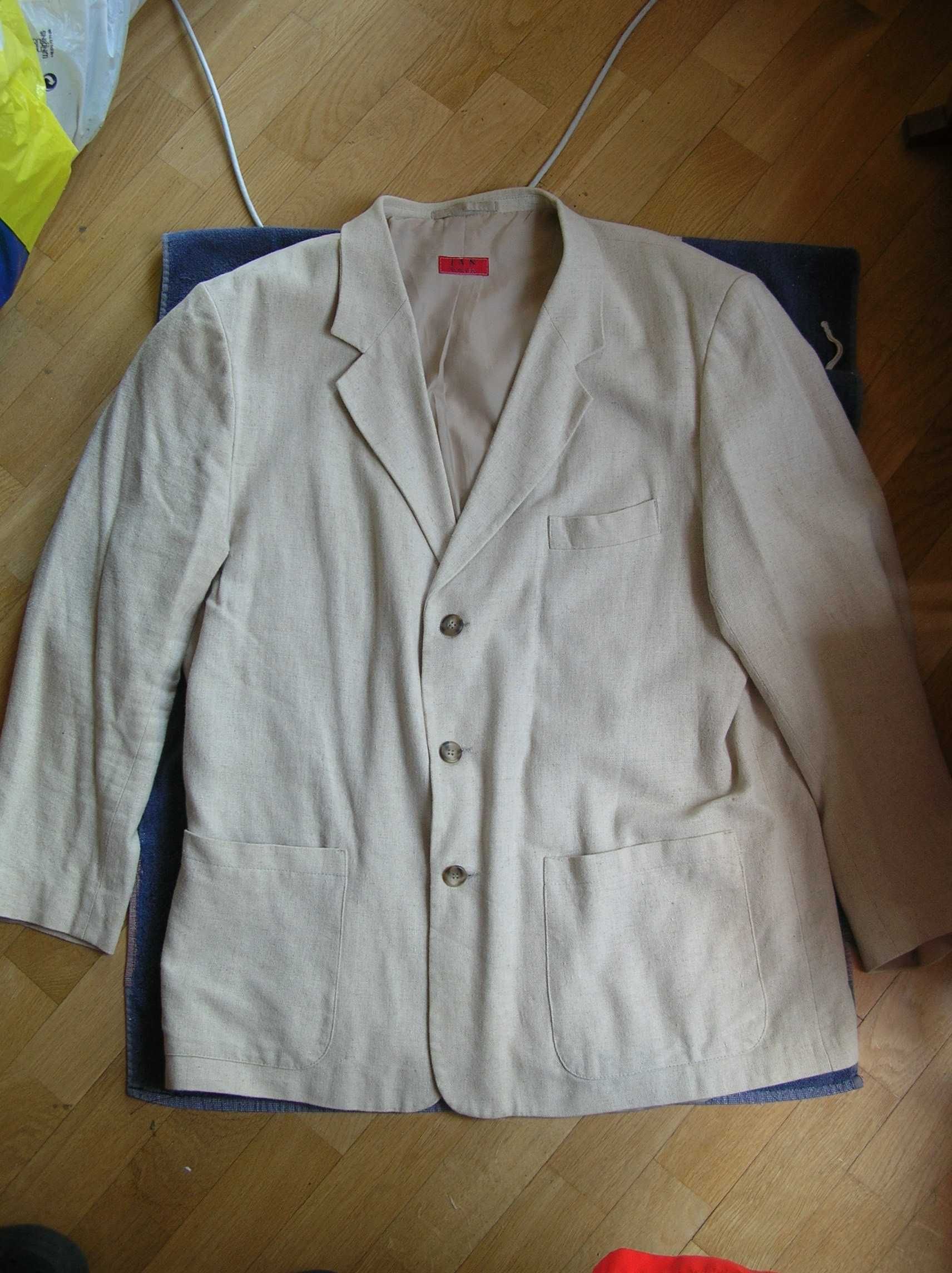 Męska marynarka lniana casual ecru XL/XXL len 54/56 BDB