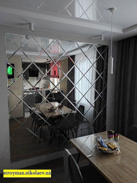 Зеркало на стену (панно) 100*200 см серебро фацет 10 мм