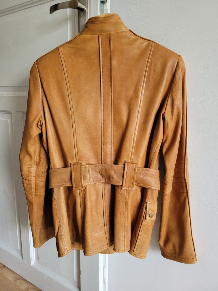 Kurtka skórzana damska Zara M camel