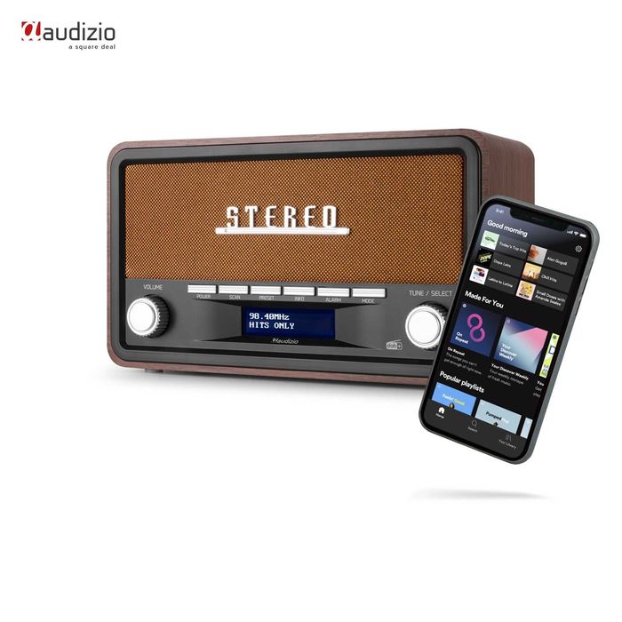 Портативний ретро стерео радіоприймач Audizio Foggia з DAB+ FM 50W