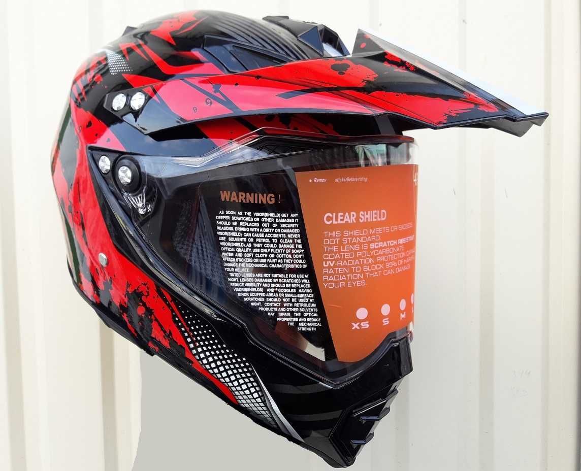 Шлем с козырьком и визором для Enduro мотоциклов и квадроциклов