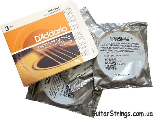 Струны D'Addario EJ10 Bronze 80/20 10-47 для акустической гитары, США