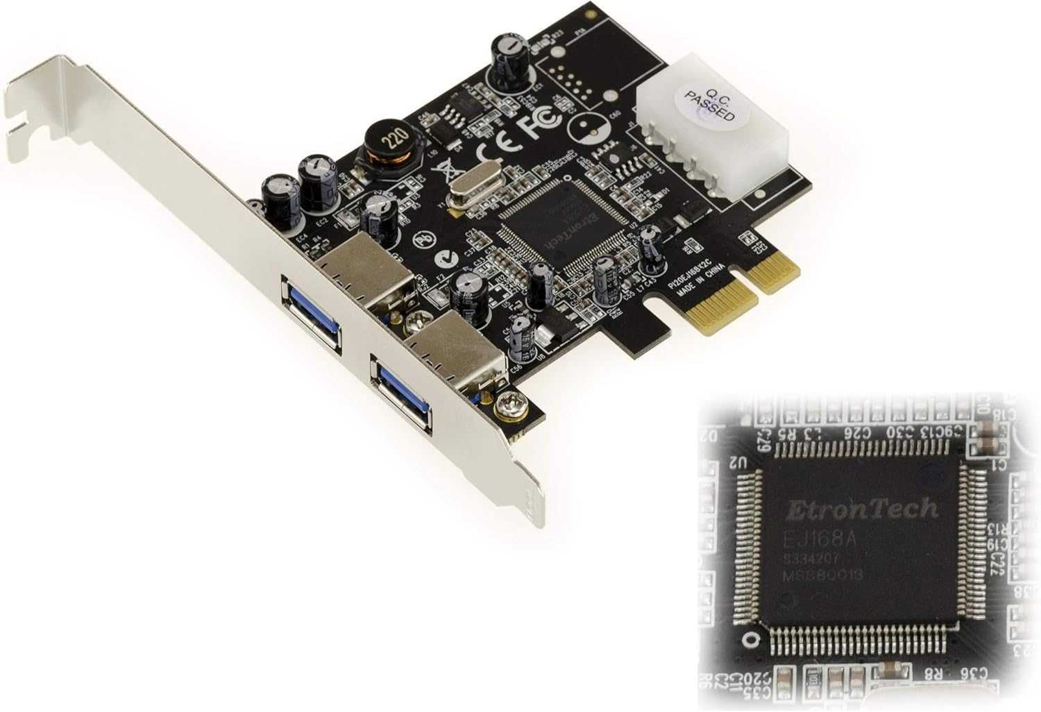 USB3.0 (2000, XP, VISTA, SEVEN, 8, 8.1, 10, 11) KALEA 2 Port PCIe card