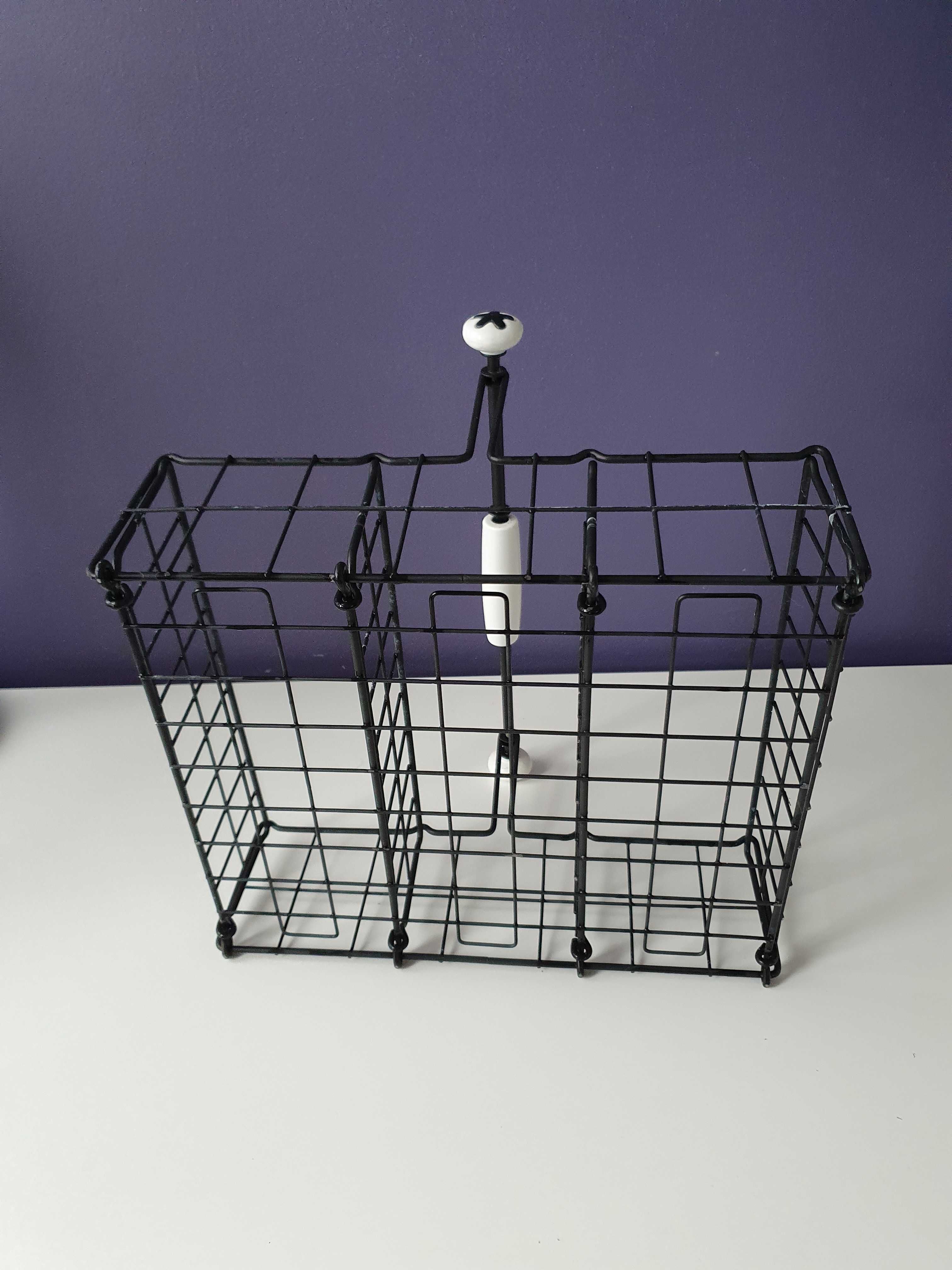 koszyk metalowy czarny loft  IKEA seria VISEN z ceramiczny uchwyt