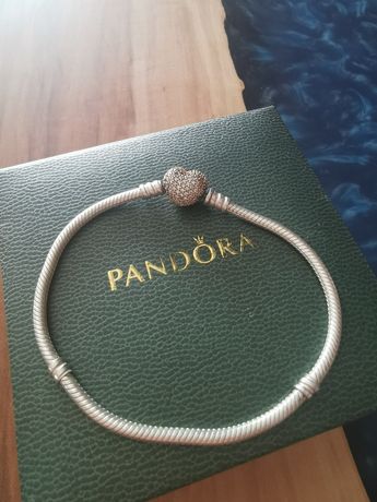 Bransoletka Pandora Moments z sercem i wężem różowe złoto 20cm