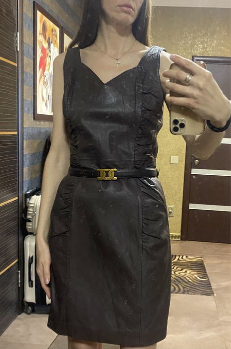 Сукня натуральна шкіра шоколад